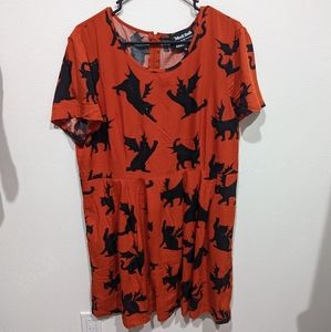 ModCloth x Dangerfield Orange Bats in the Cradle Dress